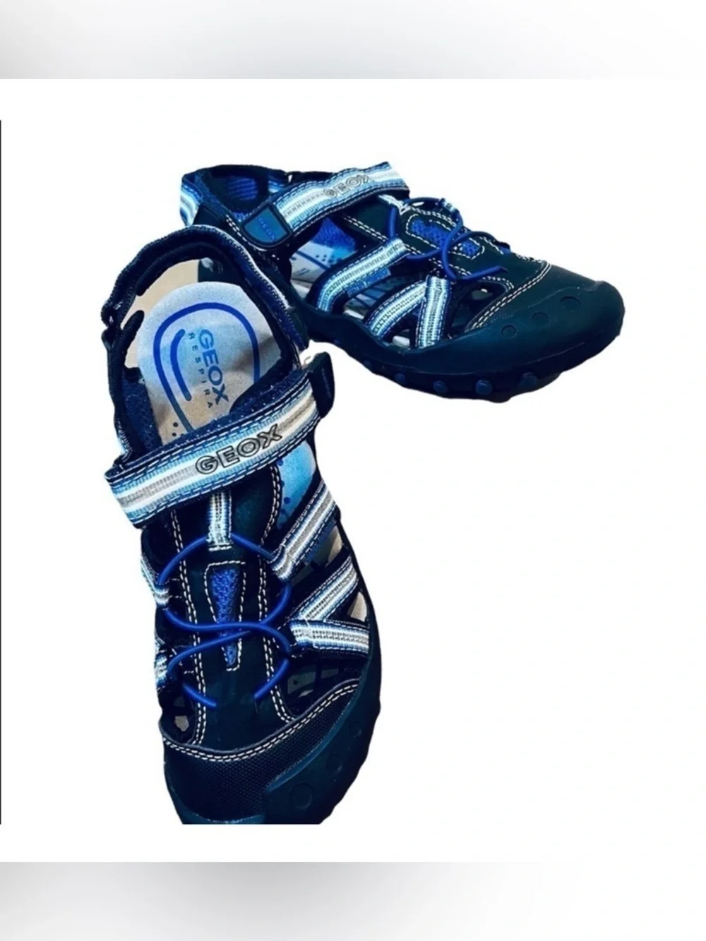 Geox Boys Blue Gray Waterproof Sandals Size 2 | Outdoor Summer Shoes